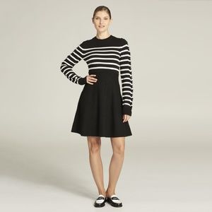 Eliza J LARGE Black White Striped Sweater Dress
